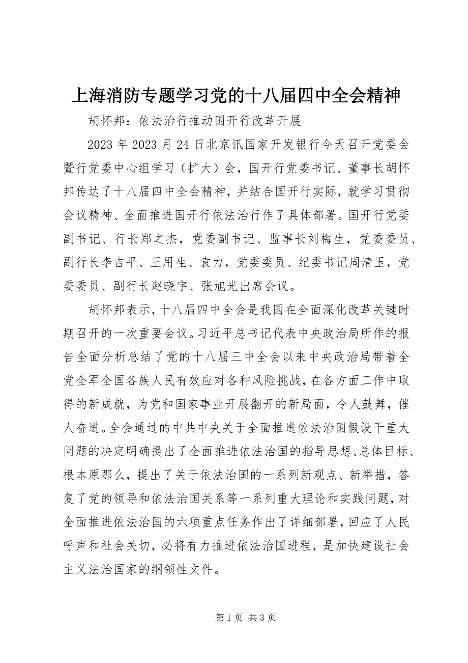 2023年上海消防专题学习党的十八届四中全会精神.docx_第1页