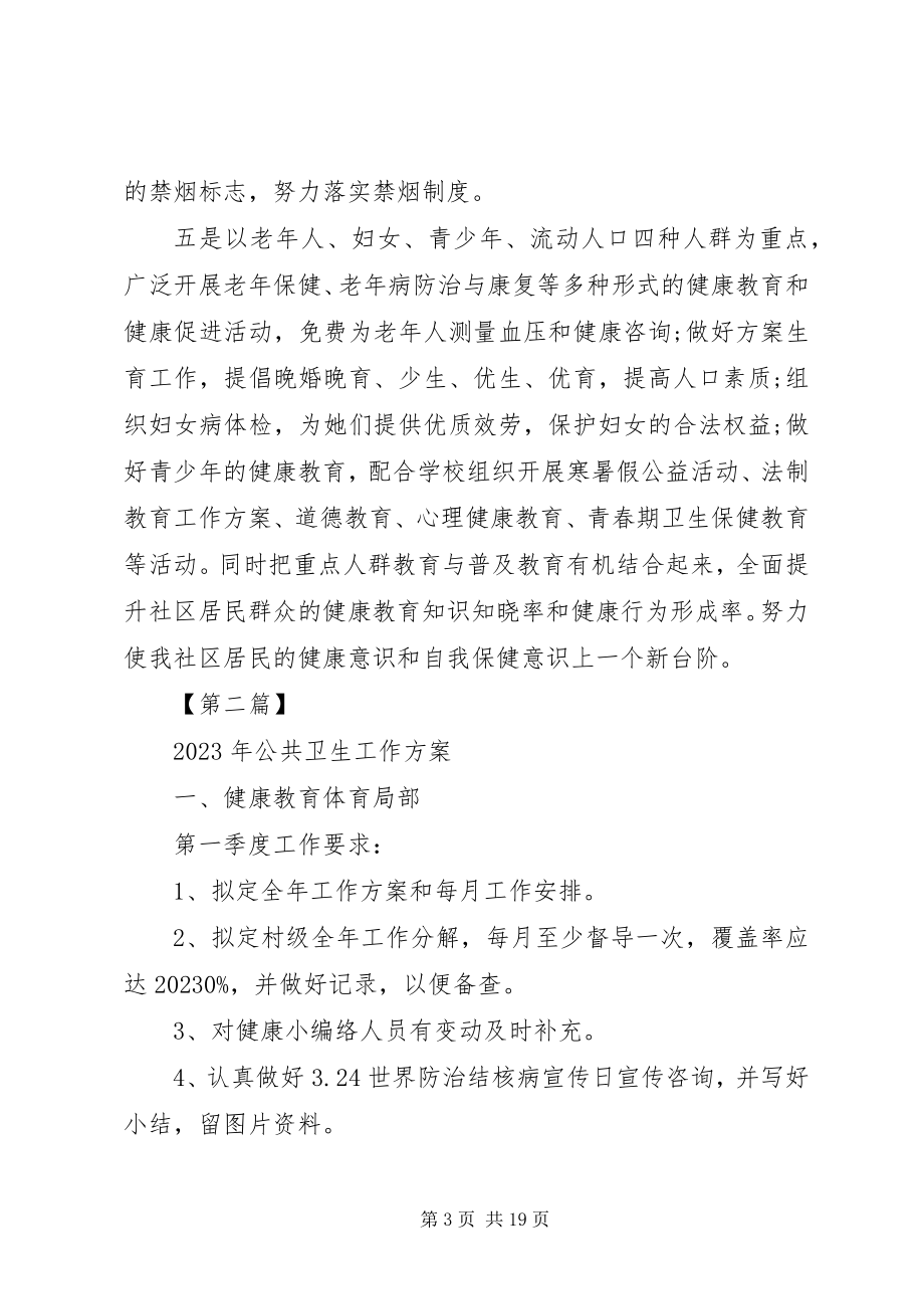 2023年公共卫生工作计划【五篇】公共卫生工作计划.docx_第3页