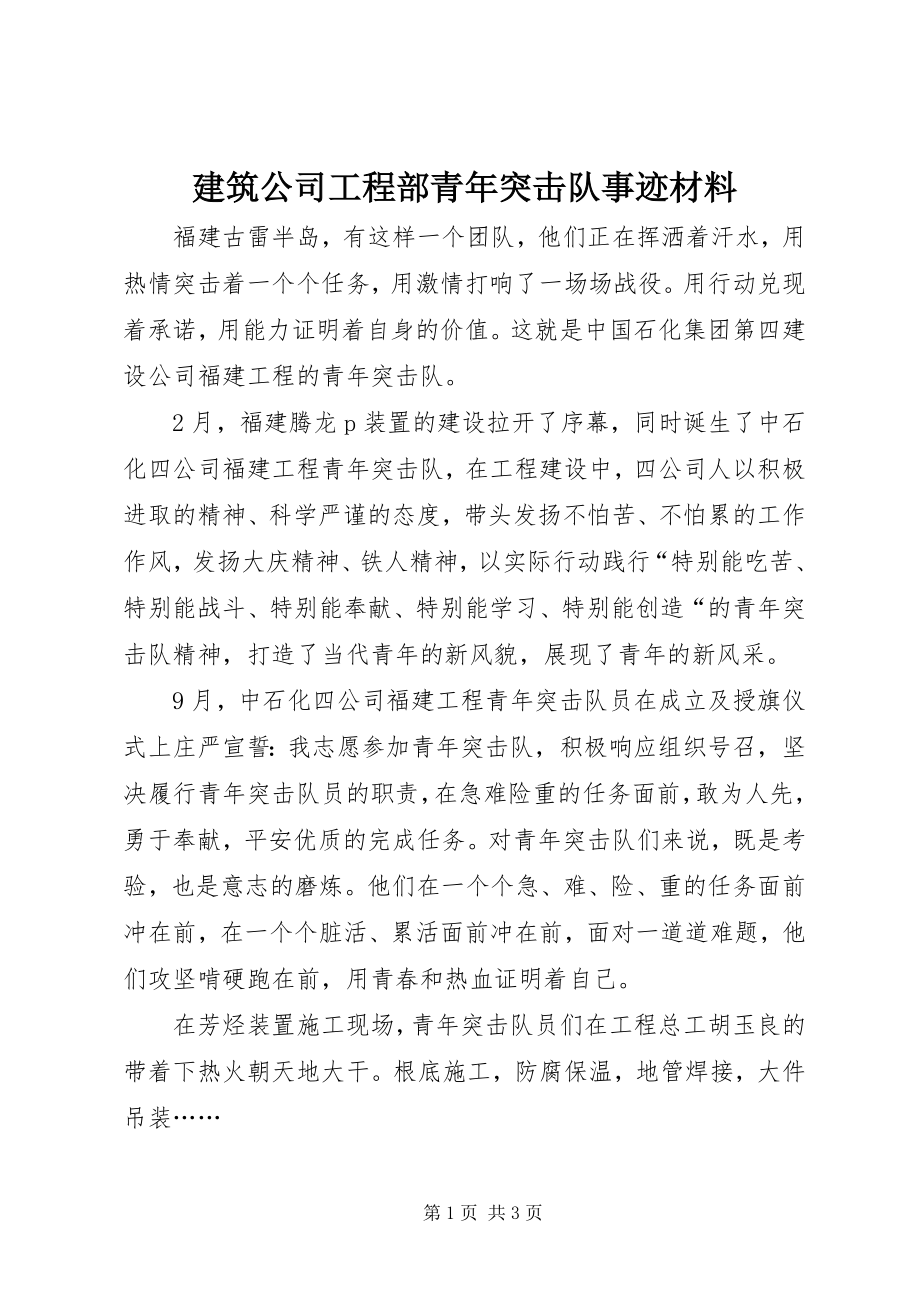 2023年建筑公司项目部青突击队事迹材料.docx_第1页