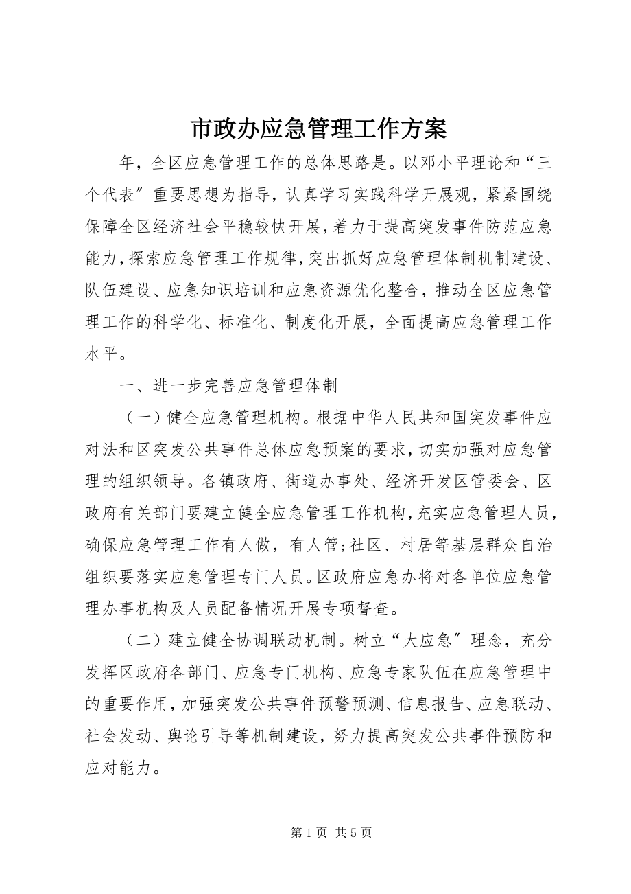 2023年市政办应急管理工作计划.docx_第1页