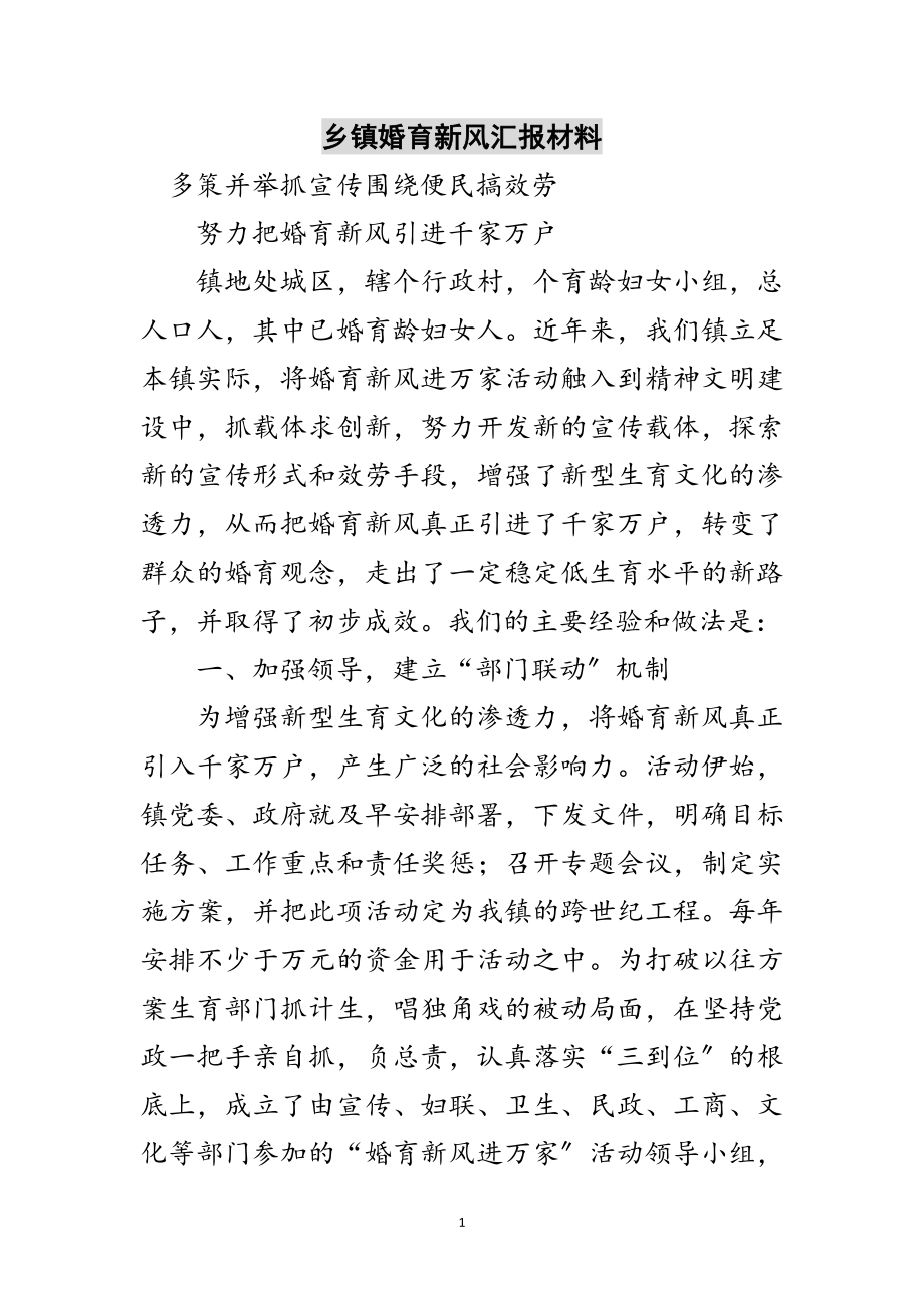 2023年乡镇婚育新风汇报材料范文.doc_第1页