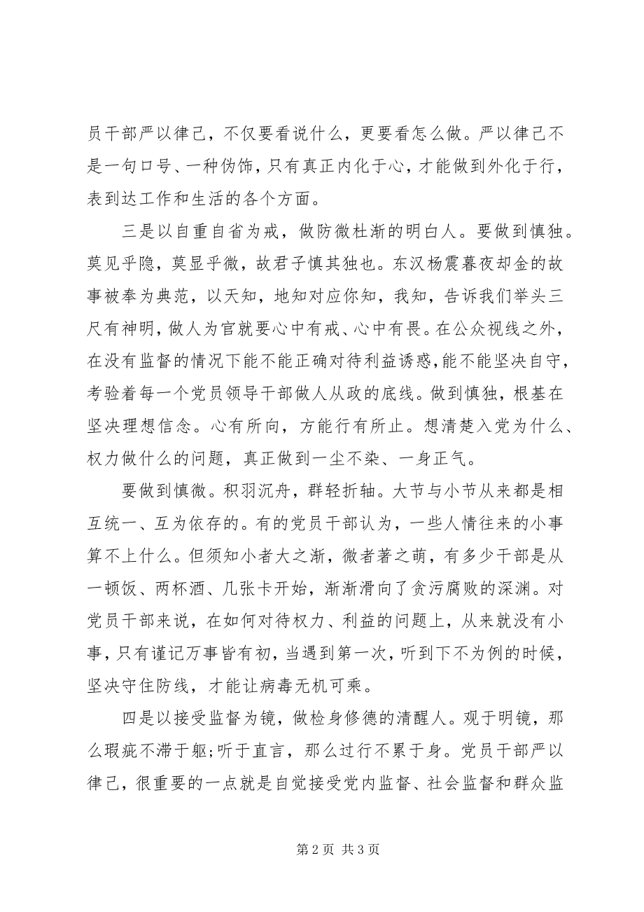 2023年干部在严以律己研讨会上的讲话稿.docx_第2页