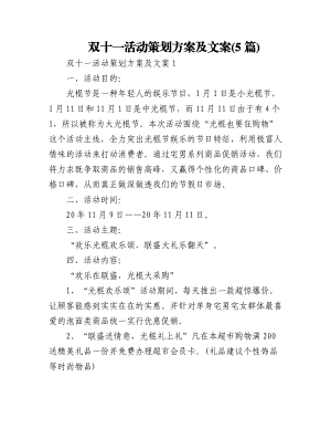 (5篇)双十一活动策划方案及文案.docx