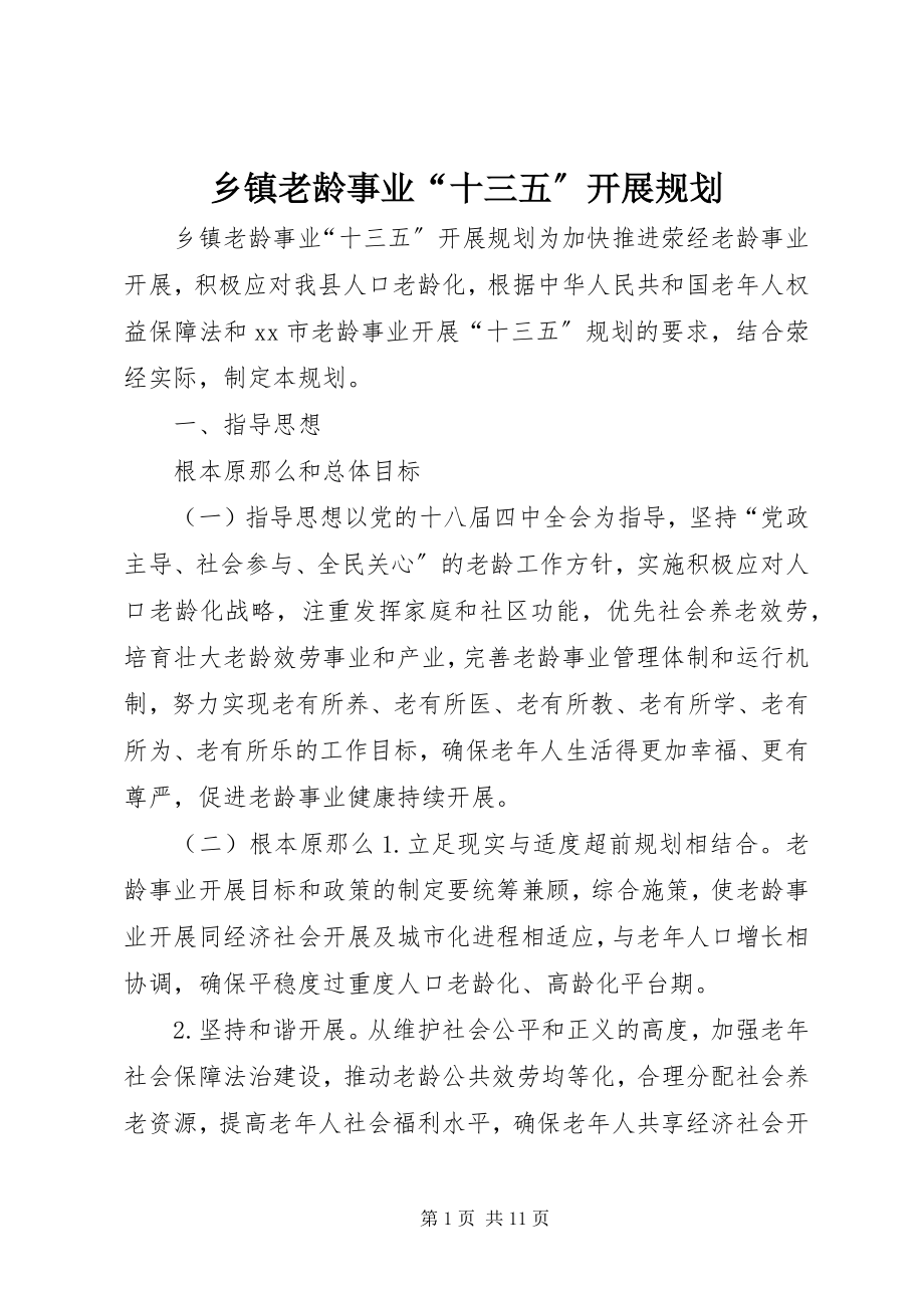 2023年乡镇老龄事业“十三五”发展规划.docx_第1页