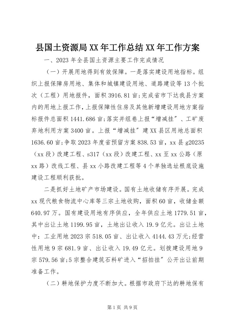 2023年县国土资源局工作总结工作计划.docx_第1页