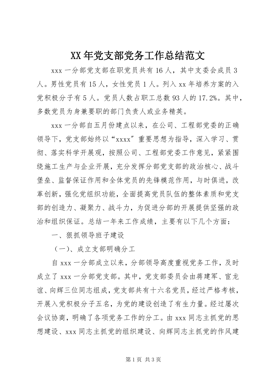 2023年党支部党务工作总结.docx_第1页