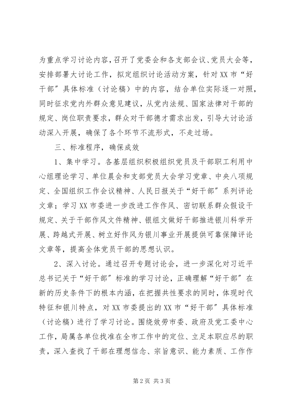 2023年好干部具体标准大讨论活动工作总结.docx_第2页