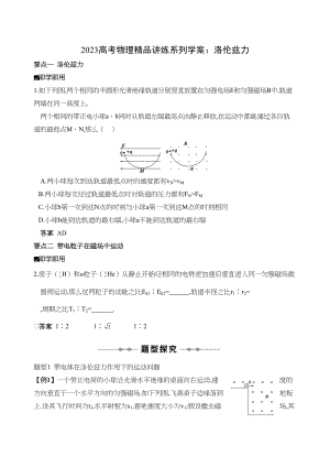 2023年高考物理精品讲练系列学案洛伦兹力doc高中物理.docx