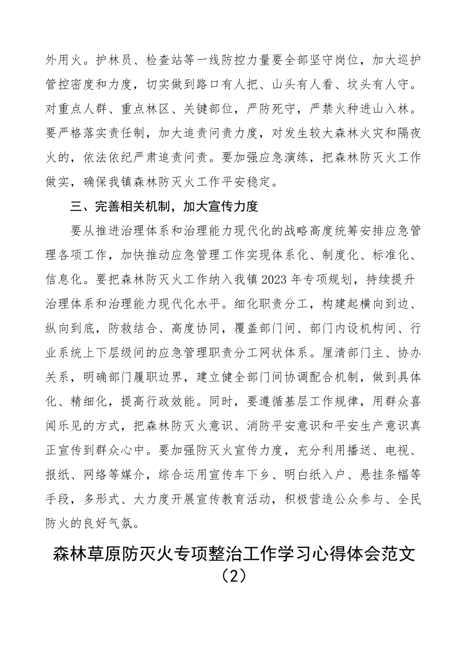 2023年森林草原防灭火专项整治工作学习心得体会2篇研讨发言材料.docx_第2页