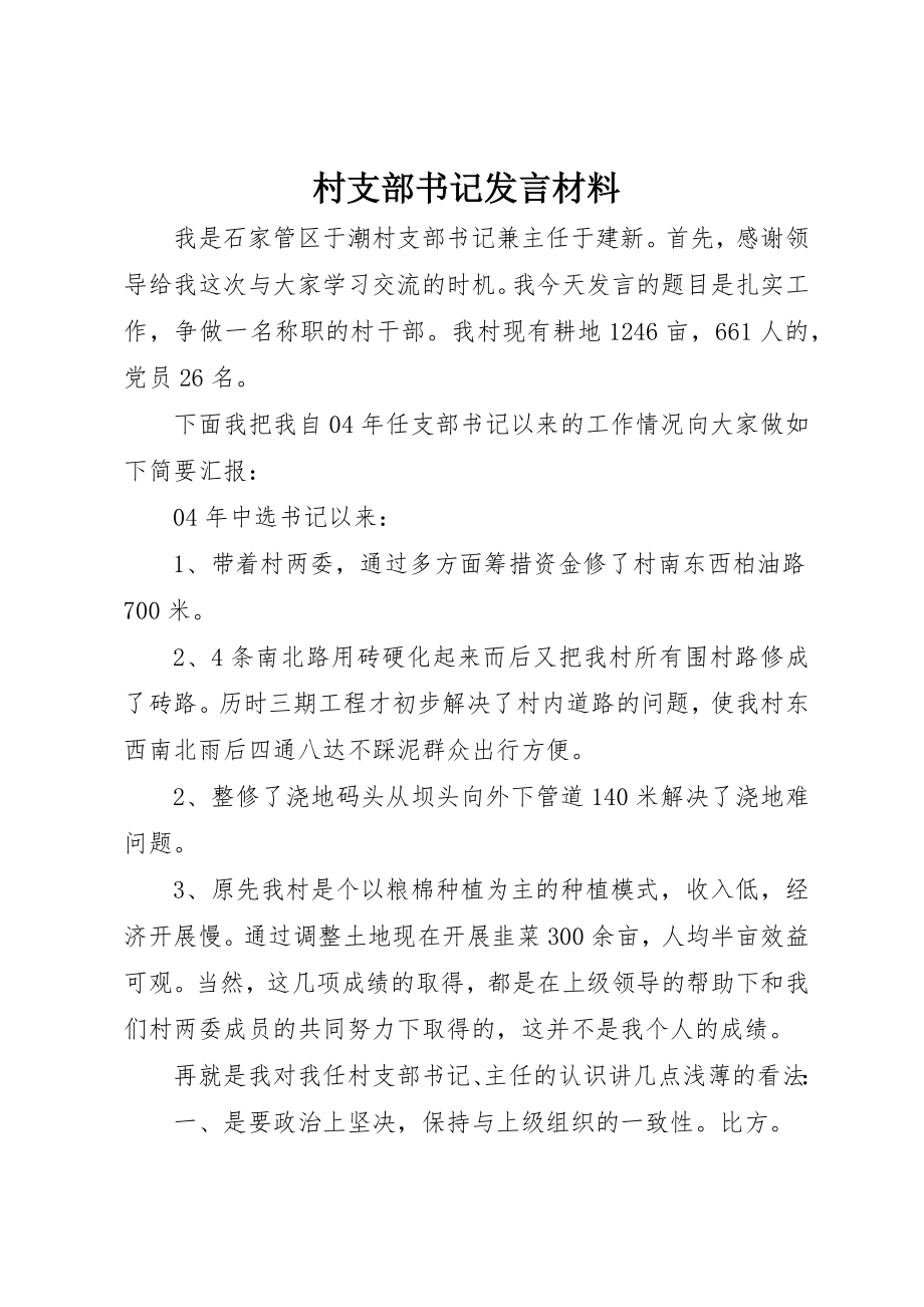 2023年村支部书记讲话材料新编.docx_第1页