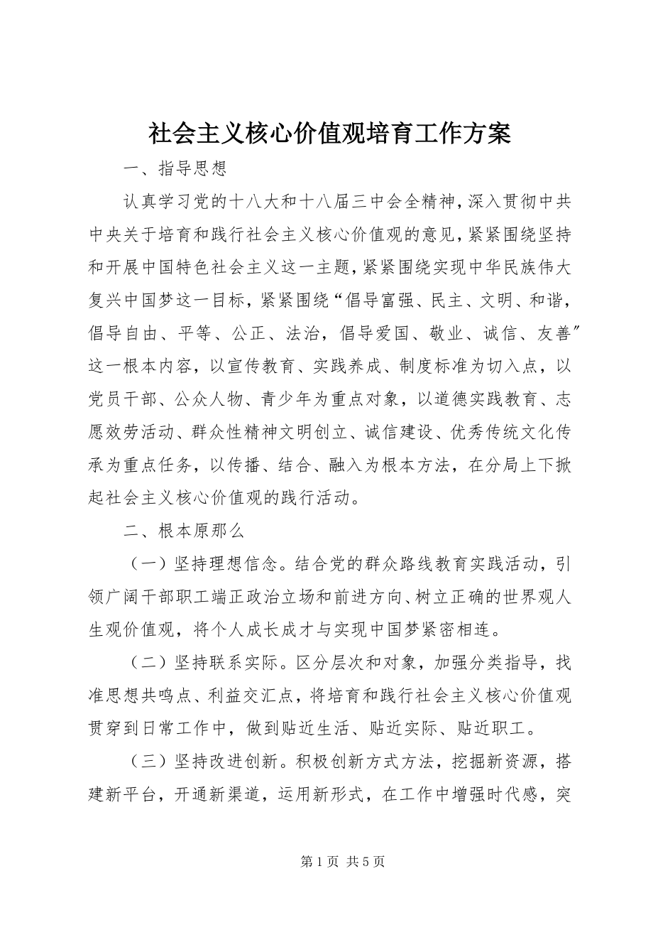 2023年社会主义核心价值观培育工作计划.docx_第1页