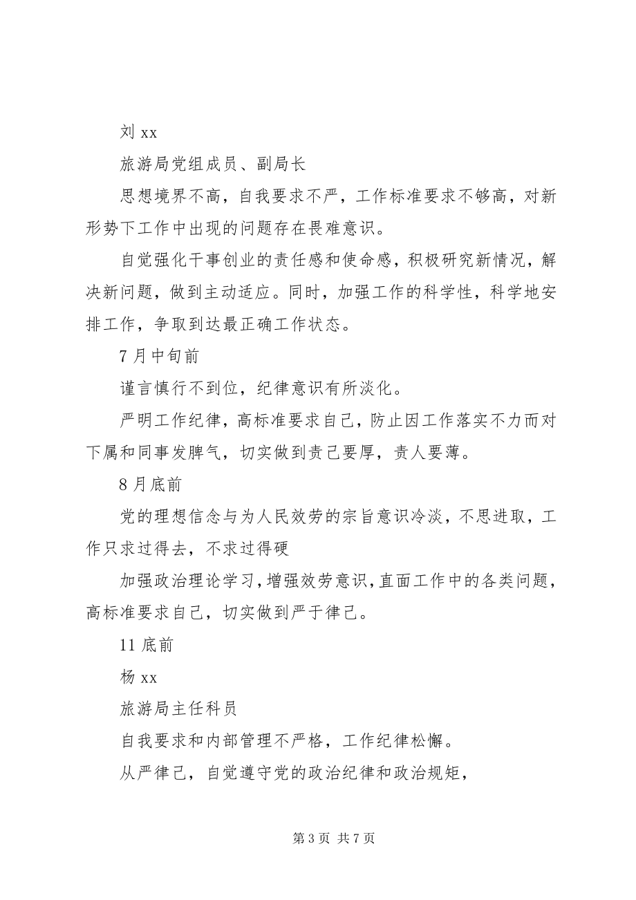 2023年旅游局领导干部“两学一做”学习教育问题清单.docx_第3页