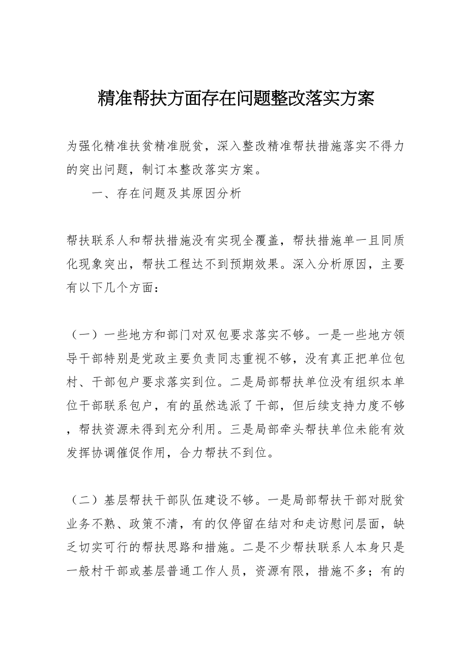 2023年精准帮扶方面存在问题整改落实方案.doc_第1页