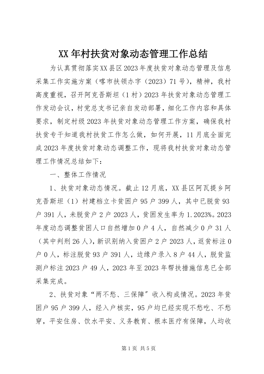 2023年村扶贫对象动态管理工作总结.docx_第1页