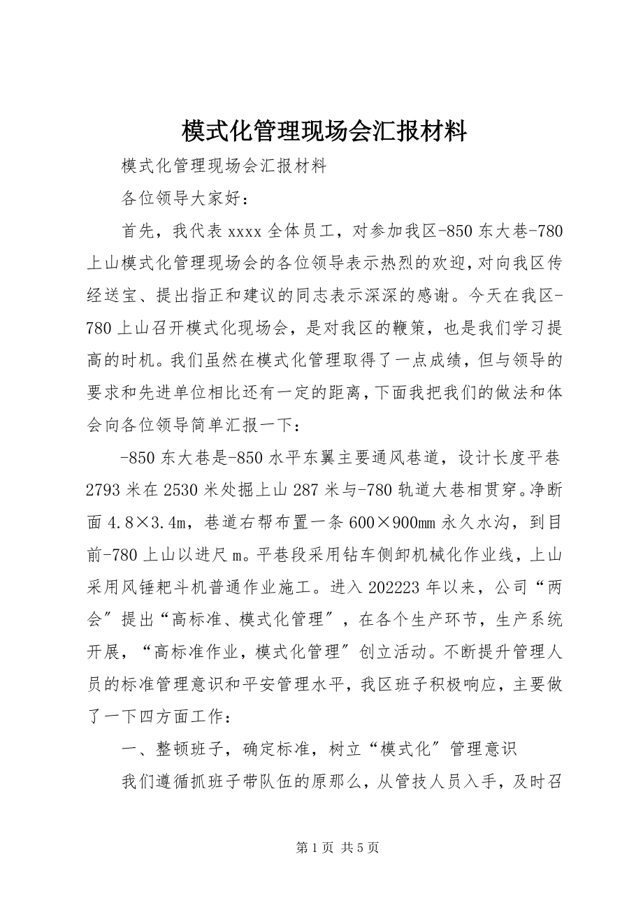 2023年模式化管理现场会汇报材料.docx_第1页