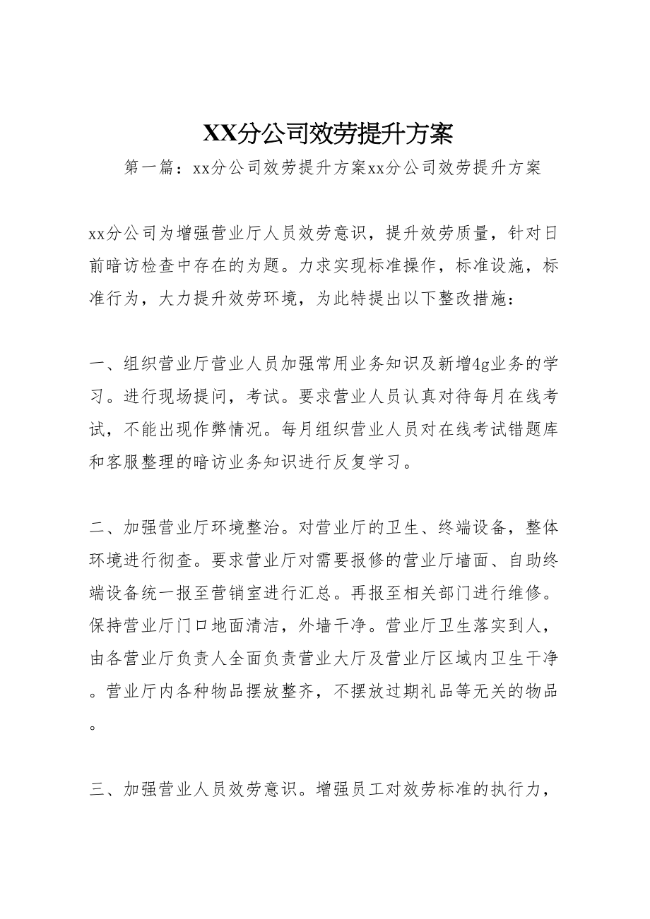 2023年分公司服务提升方案.doc_第1页