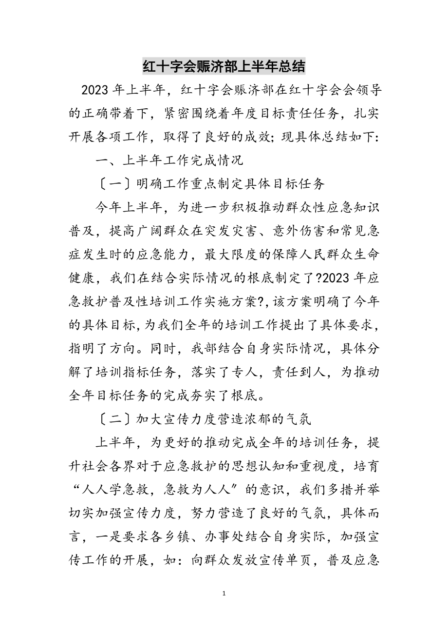 2023年红十字会赈济部上半年总结范文.doc_第1页