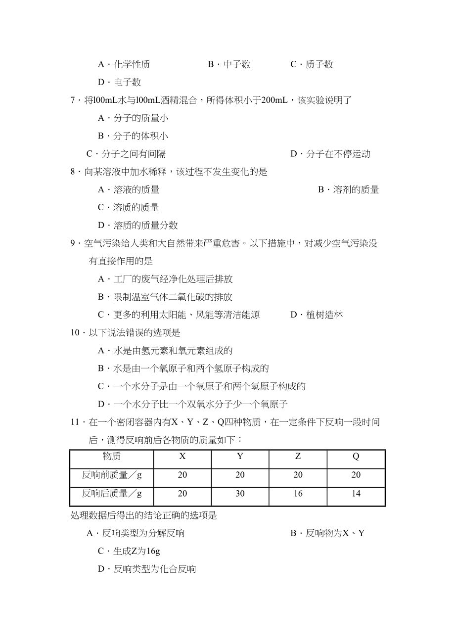 2023年度滨州市滨城区第一学期九年级质量检测初中化学.docx_第2页