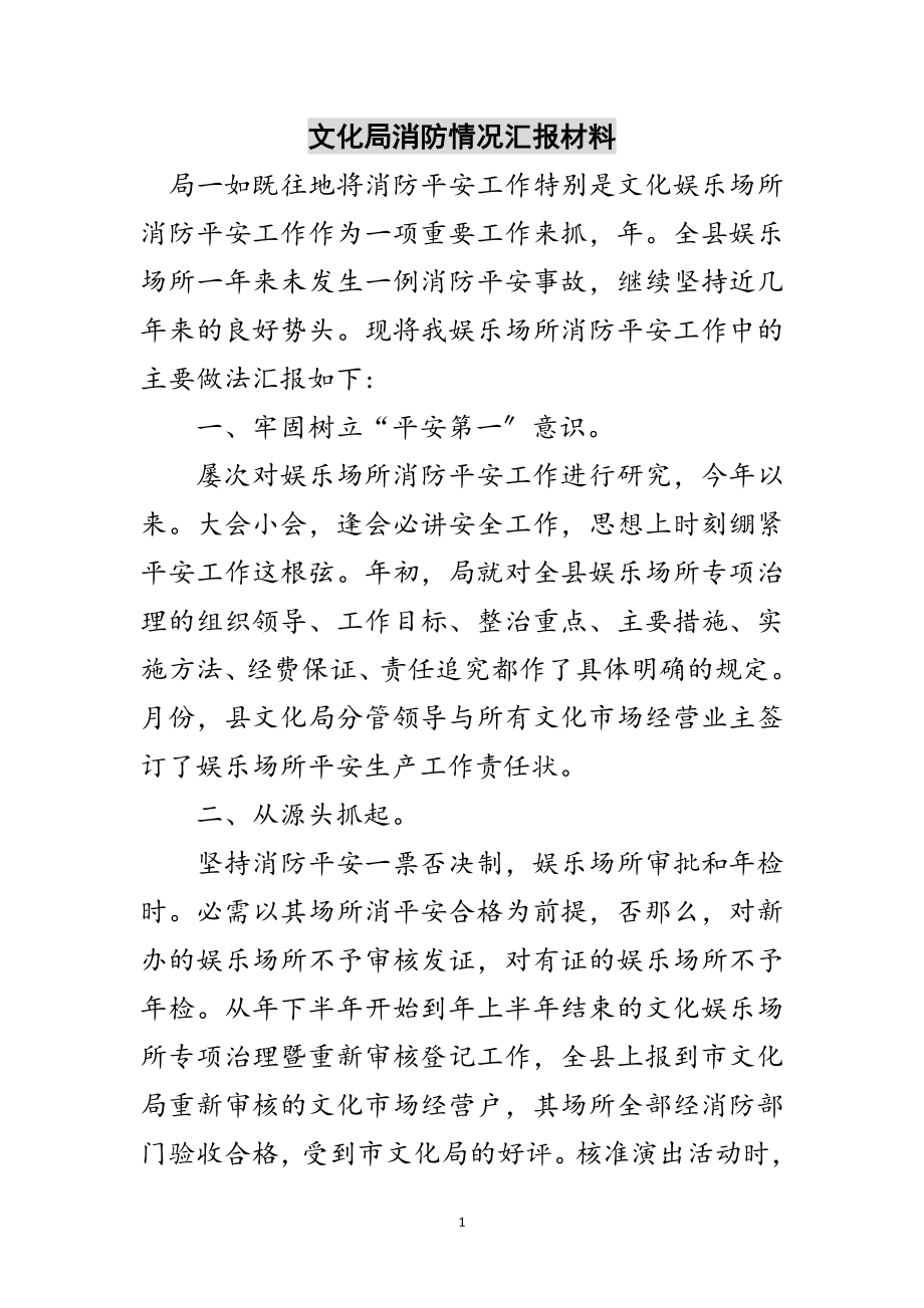 2023年文化局消防情况汇报材料范文.doc_第1页