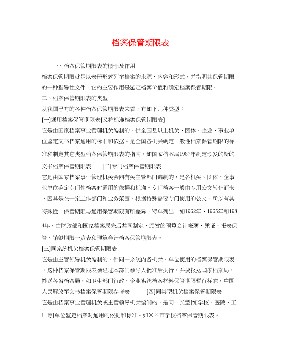 2023年档案保管期限表.docx_第1页