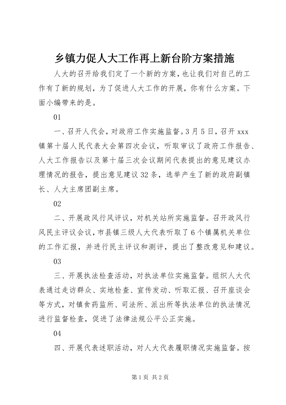 2023年乡镇力促人大工作再上新台阶方案措施.docx_第1页