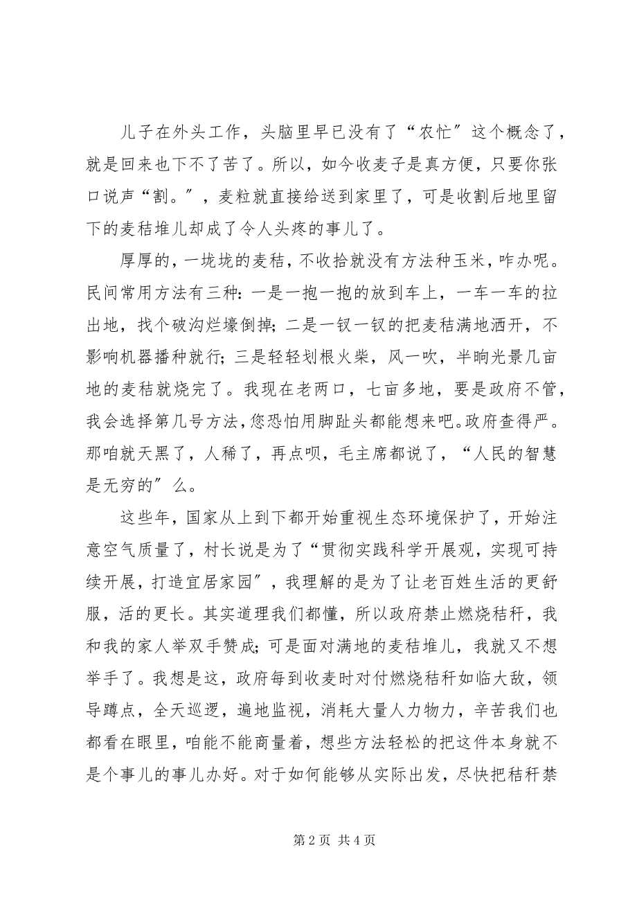 2023年一位农民对秸秆禁烧的认识与思考合集.docx_第2页