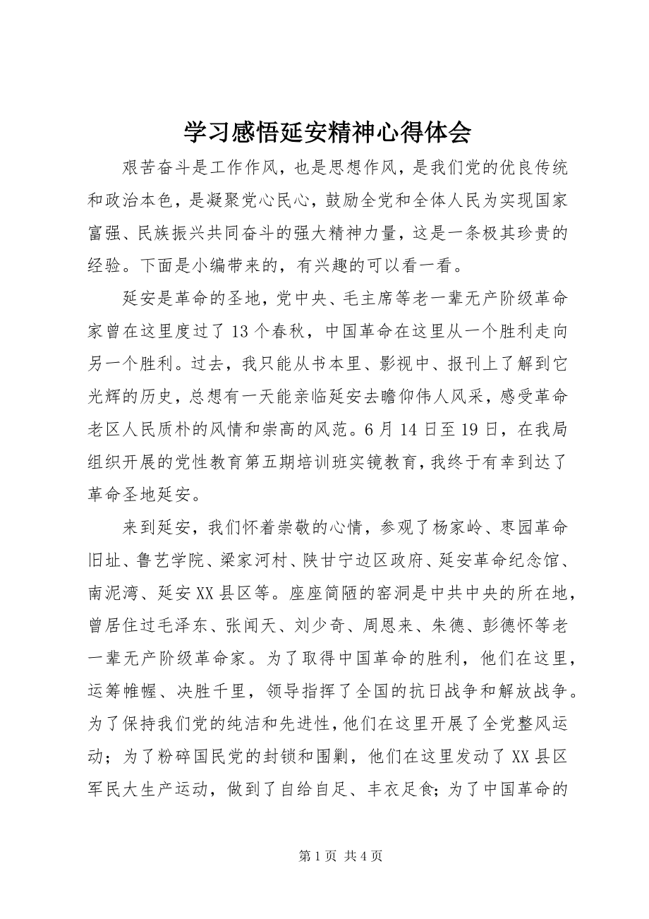 2023年学习感悟延安精神心得体会.docx_第1页