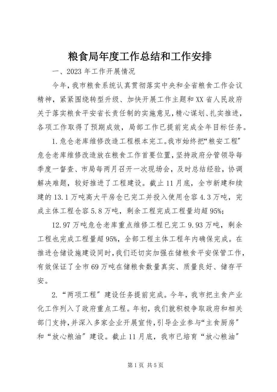 2023年粮食局度工作总结和工作安排.docx_第1页