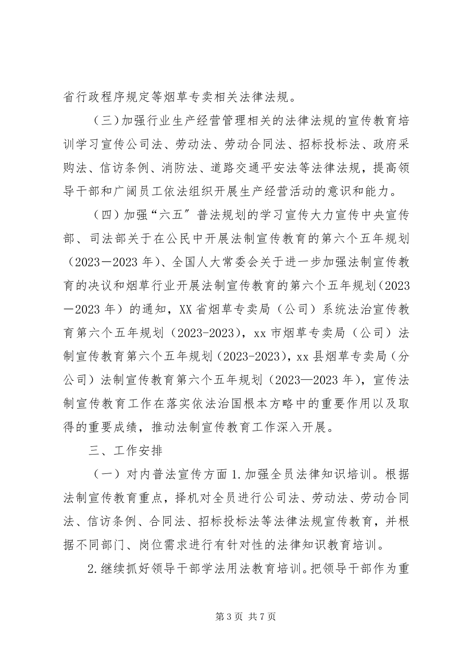 2023年烟草公司年度法制宣传教育培训工作计划.docx_第3页