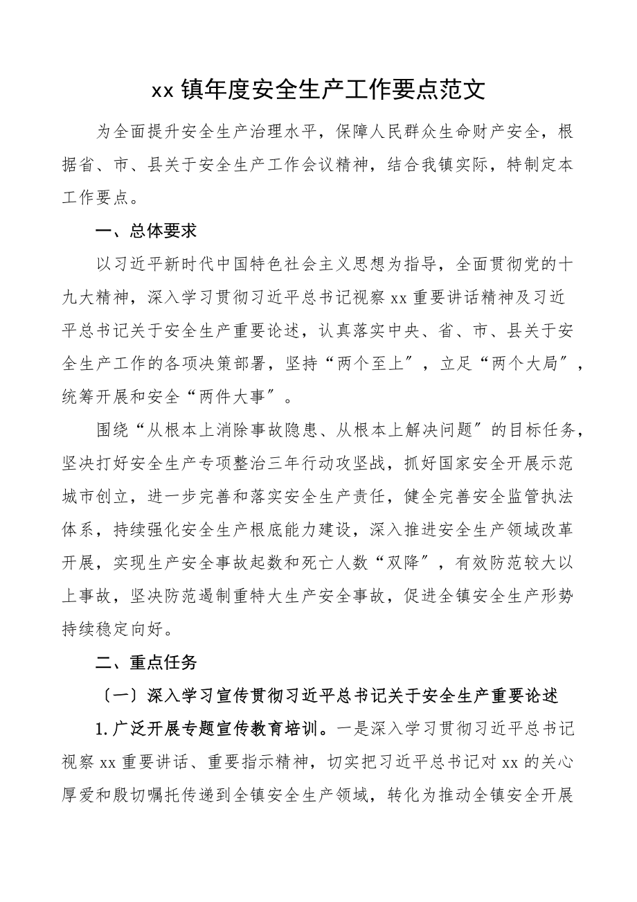 安全生产工作要点工作计划思路.docx_第1页