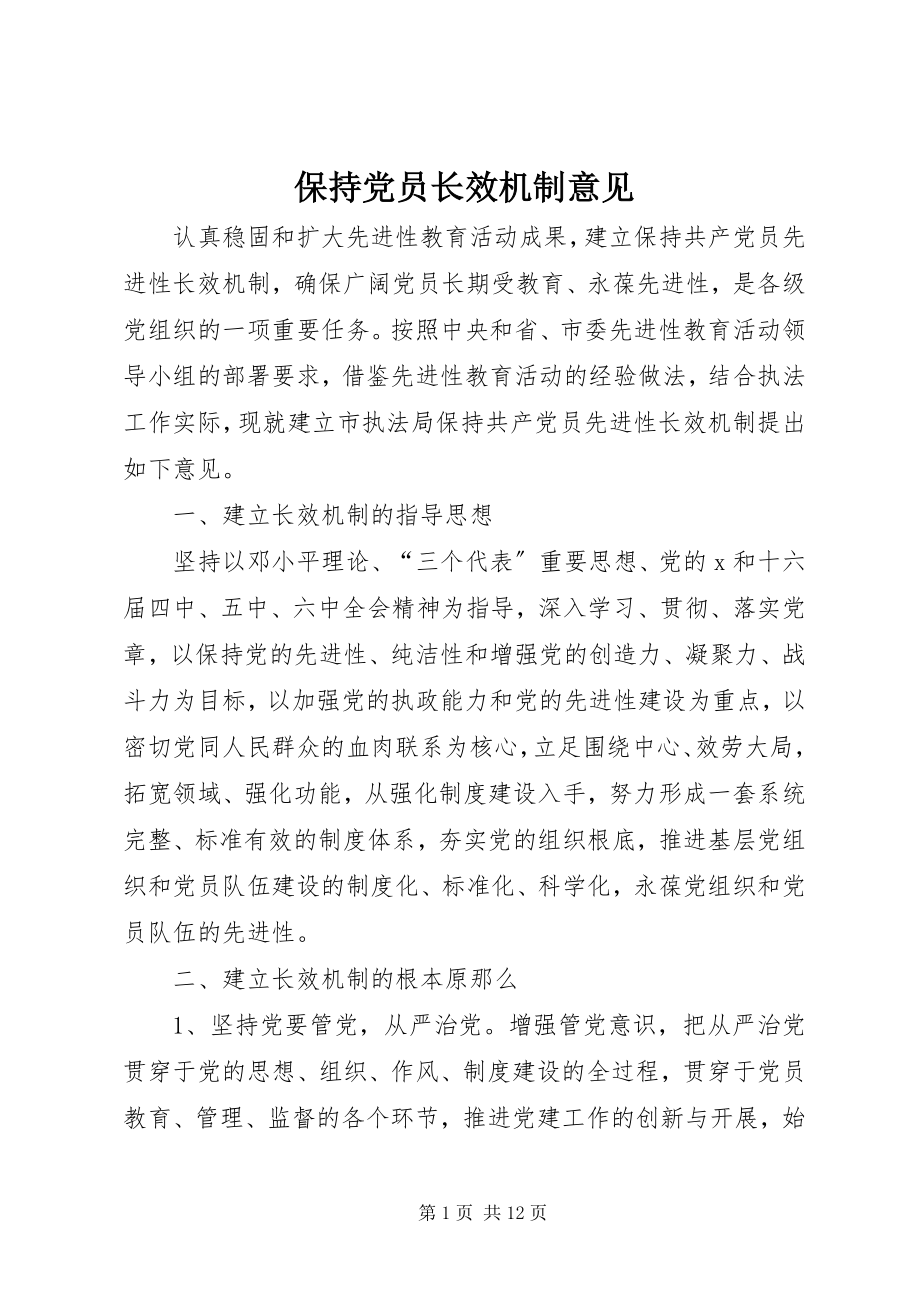 2023年保持党员长效机制意见新编.docx_第1页