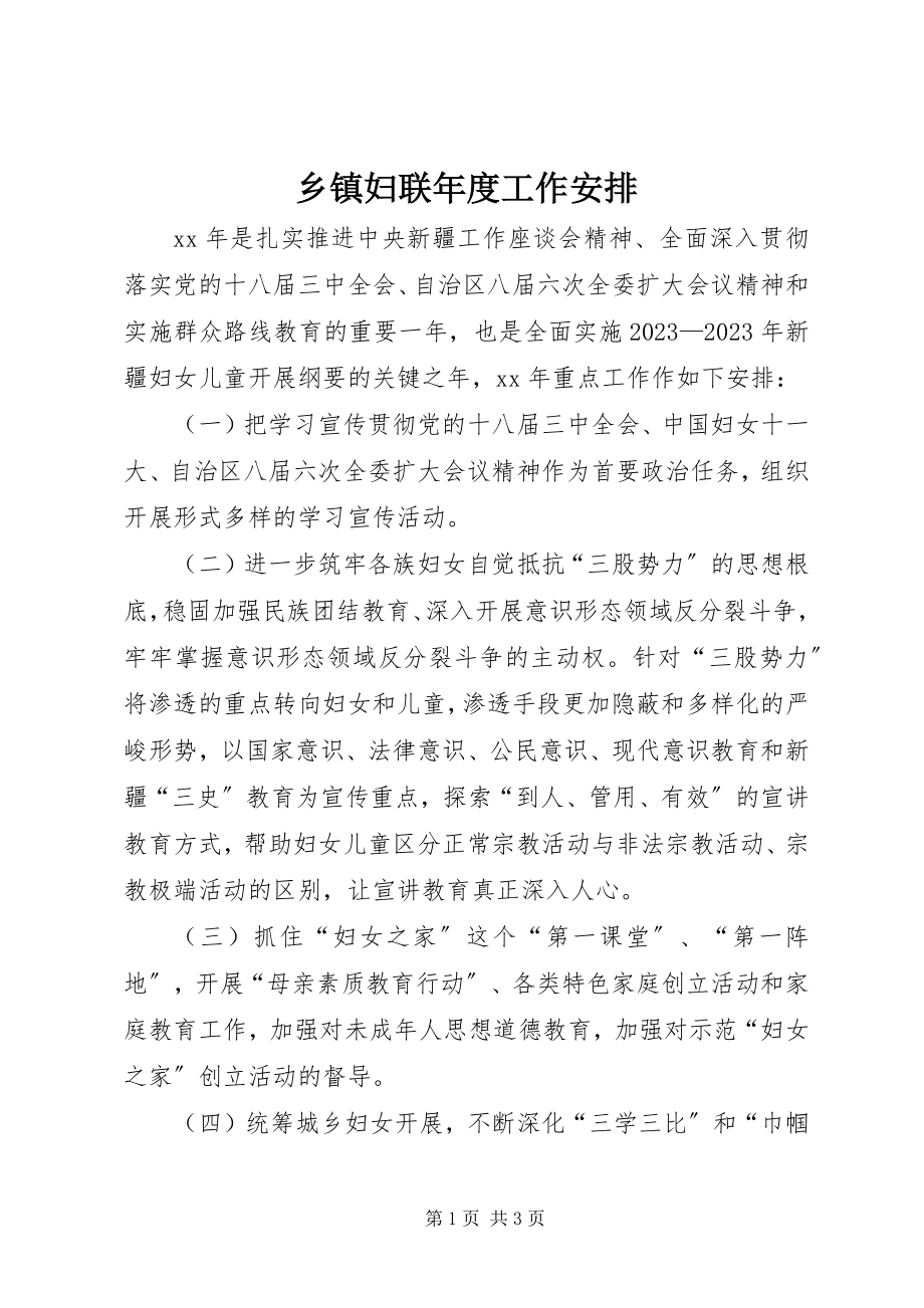 2023年乡镇妇联年度工作安排.docx_第1页