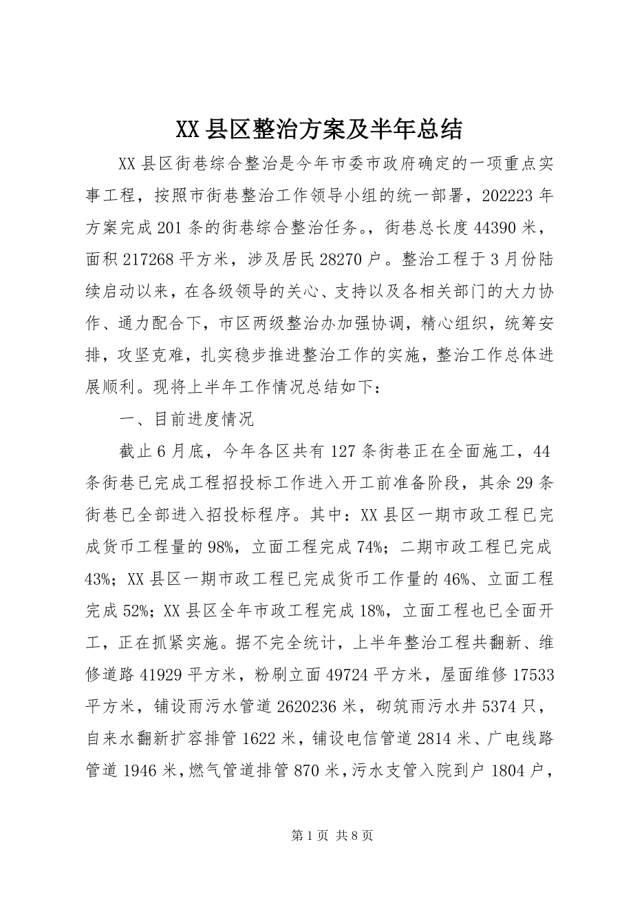 2023年XX县区整治计划及半年总结新编.docx_第1页