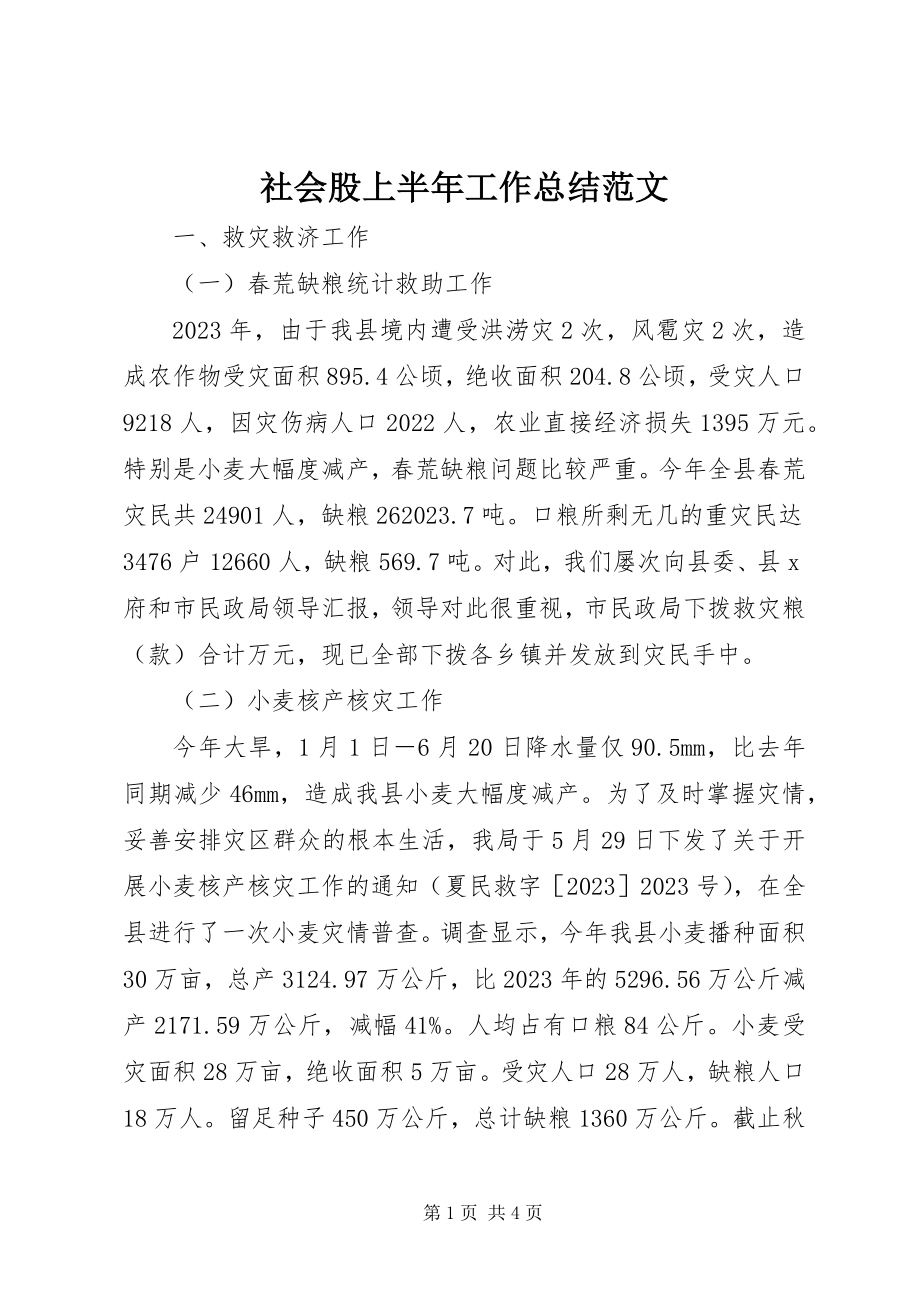 2023年社会股上半年工作总结2.docx_第1页