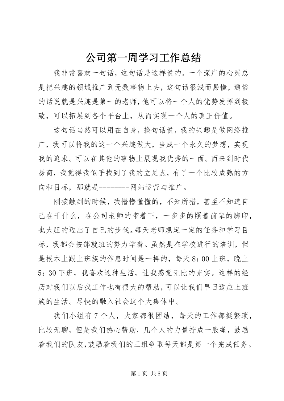 2023年公司第一周学习工作总结.docx_第1页