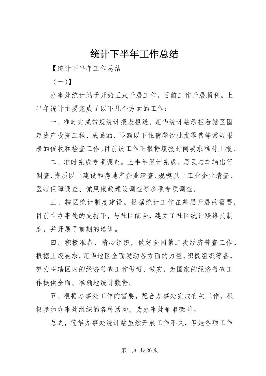 2023年统计下半年工作总结.docx_第1页