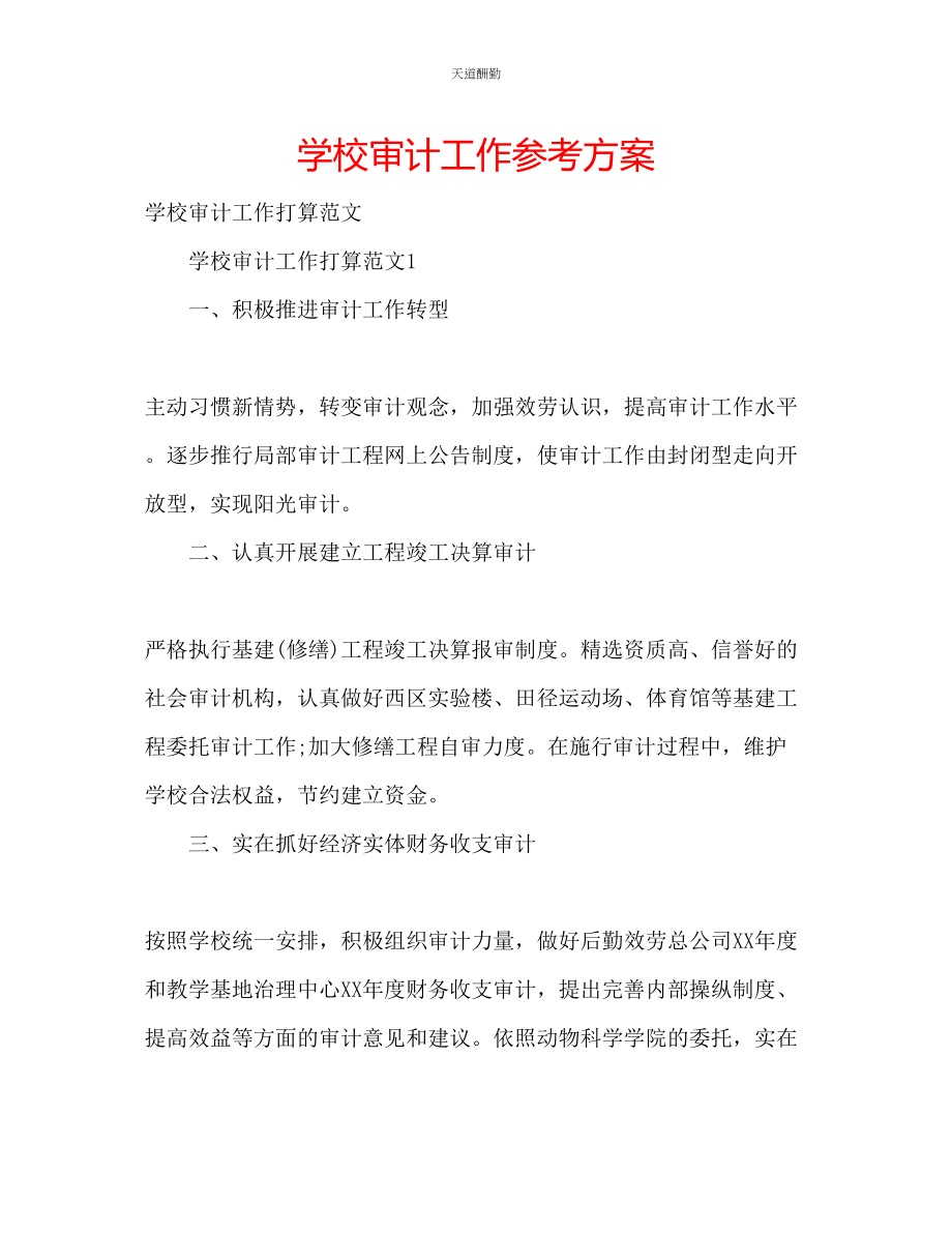 2023年学校审计工作计划.docx_第1页