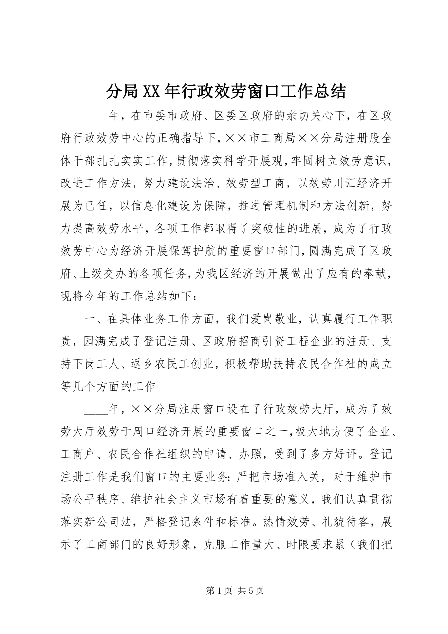 2023年分局某年行政服务窗口工作总结.docx_第1页