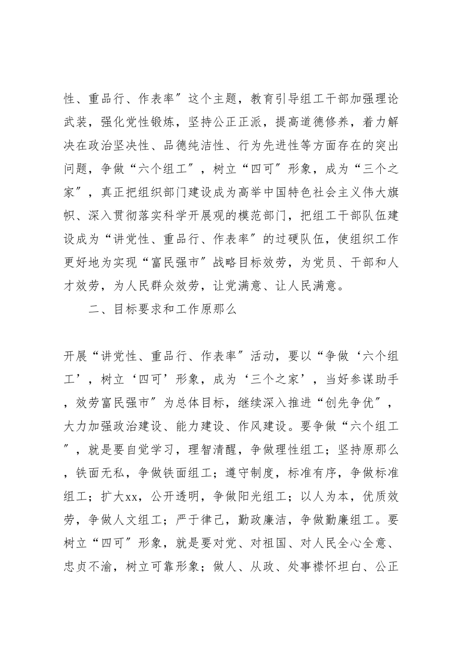 2023年市组织系统讲党性重品行作表率活动实施方案.doc_第2页