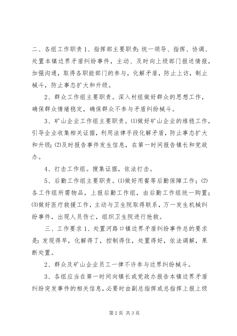 2023年河路口镇边界矛盾纠纷突发事件应急处置方案.docx_第2页