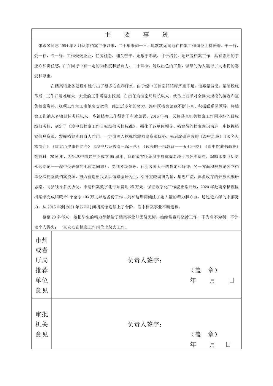 全省档案工作先进个人推荐审批表.doc_第2页