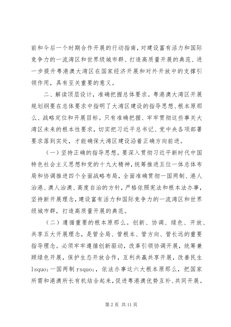 2023年《粤港澳大湾区发展规划纲要》学习心得体会三篇新编.docx_第2页