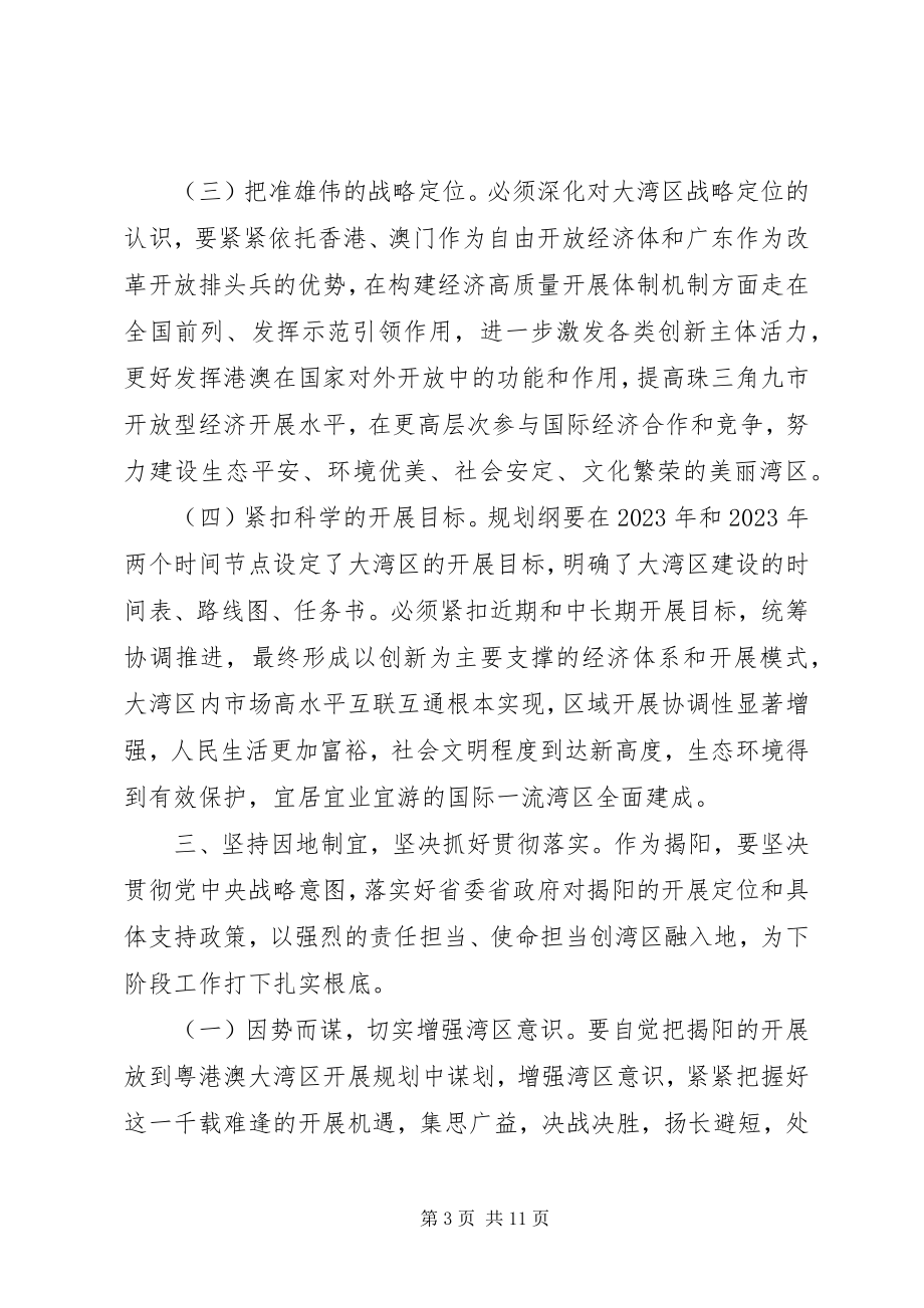 2023年《粤港澳大湾区发展规划纲要》学习心得体会三篇新编.docx_第3页