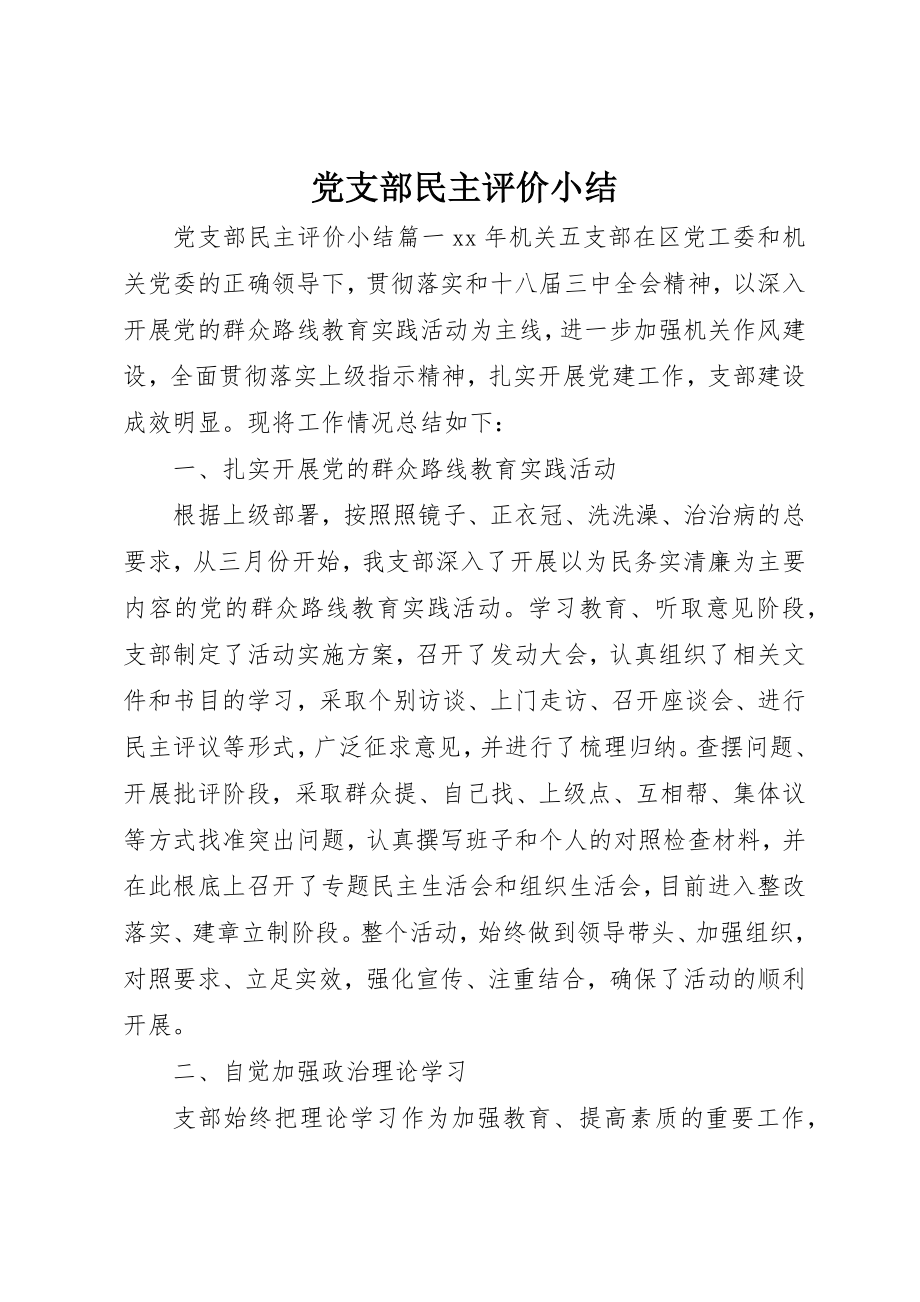 2023年党支部民主评价小结.docx_第1页