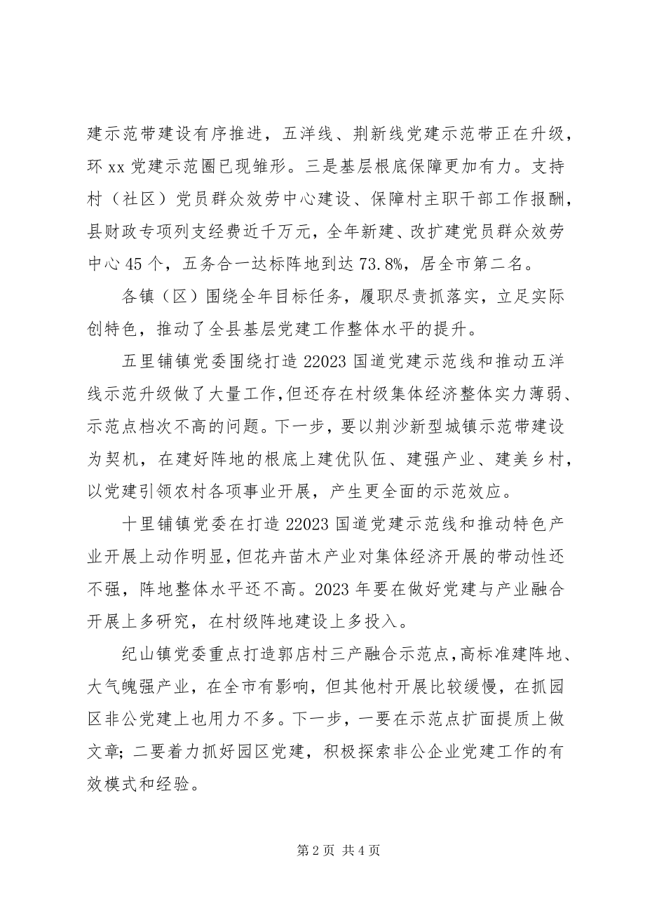 2023年县委书记全县基层党建工作述职评议大会致辞稿.docx_第2页