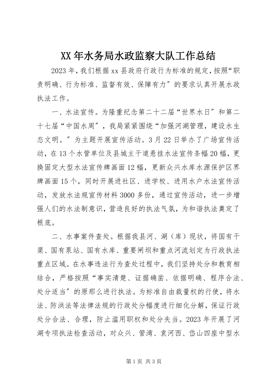 2023年水务局水政监察大队工作总结.docx_第1页