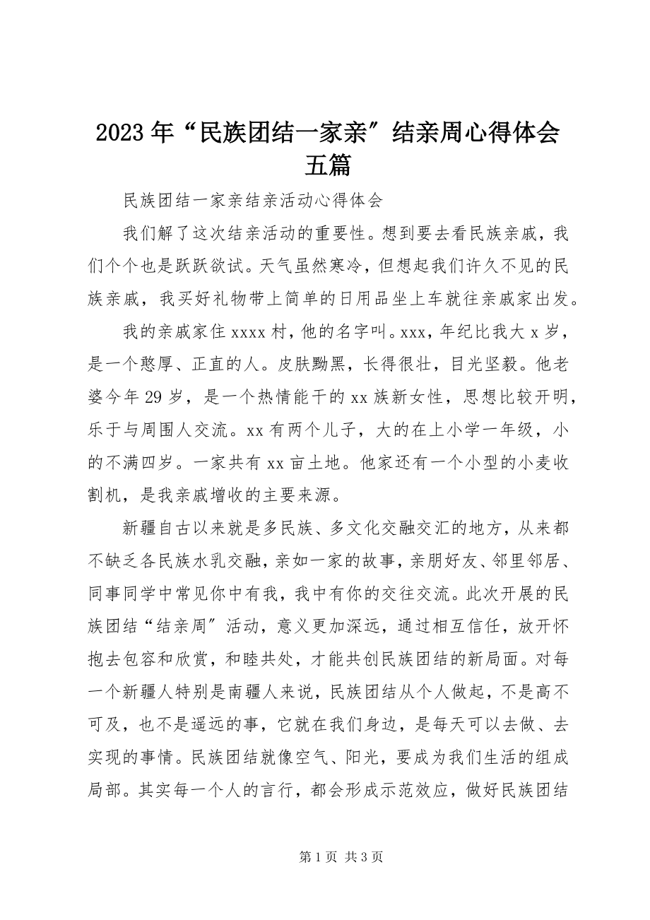 2023年“民族团结一家亲”结亲周心得体会五篇.docx_第1页