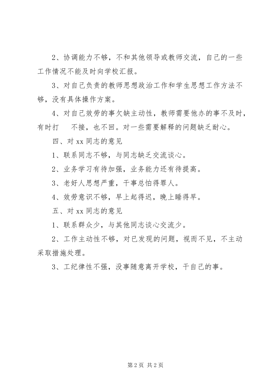 2023年对领导班子成员的批评意见.docx_第2页