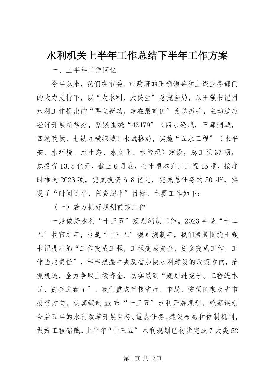 2023年水利机关上半年工作总结下半年工作计划.docx_第1页