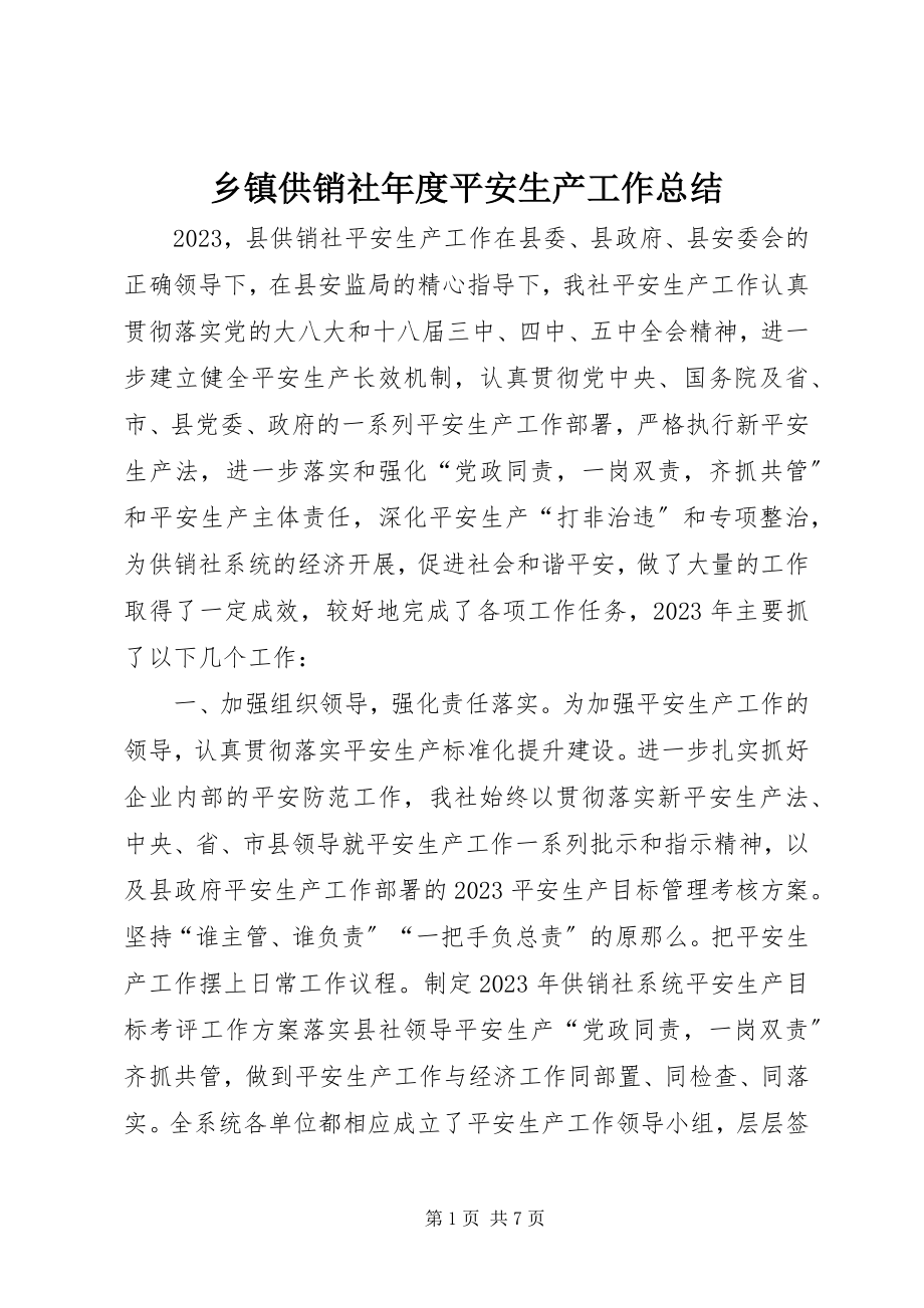 2023年乡镇供销社年度安全生产工作总结.docx_第1页